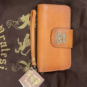 Pratesi Firenze Italian Leather Women's Clutch Wristlet Wallet Handbag
